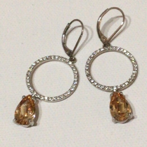 Exquisite Bling Faux Diamonds & Citrine Earrings - Picture 5 of 7